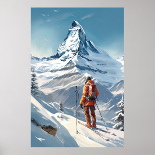Poster Cervin, Zermatt, Suisse, Ski