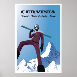 Poster Cervinia, Breuil, Valle d’Aosta, Italie, Ski