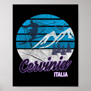 Poster Cervinia Valle D'aosta Italie Station de ski Snowb