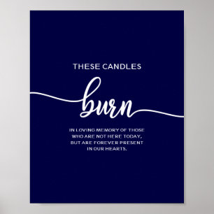 Poster Ces bougies de mariage bleu marine élégantes brûle