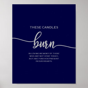 Poster Ces bougies élégantes bleu marine argent brûlent