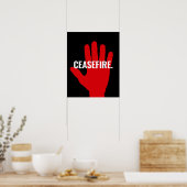 Poster Cessez noir blanc rouge stop main anti-guerre (Cuisine)