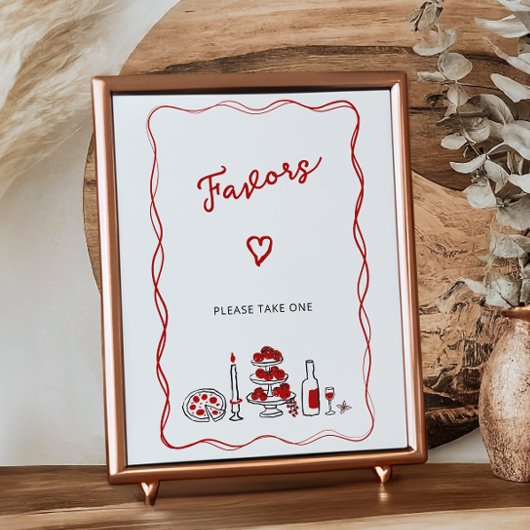 Poster C'est Amore Italian Red Fête des mariées Favors