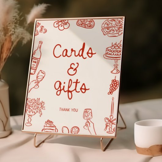 Poster C'est Amore Red Illustrated Cartes & Cadeaux