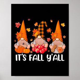 Poster C'est automne Y'all Gnomes Thanksgiving Halloween 