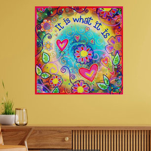 Poster C'Est Ce Qu'Il Est Arc En Ciel Couleurs Coeurs Pos