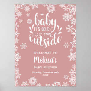Poster C'est froid dehors fille Bienvenue à la baby showe
