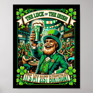 Poster C'est la Saint-Patrick Mon 21e anniversaire Joyeux