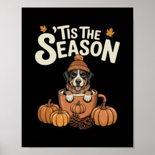 Poster C'est la saison Chien suisse d'automne Café d'auto