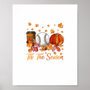 Poster C'Est La Saison Citrouille De Baseball Automne Mer