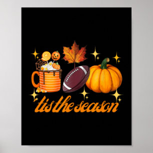 Poster C'Est La Saison Citrouille Leaf Latte Fall Thanksg