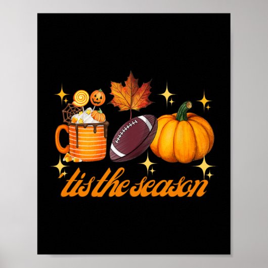Poster C'Est La Saison Citrouille Leaf Latte Fall Thanksg (Devant)