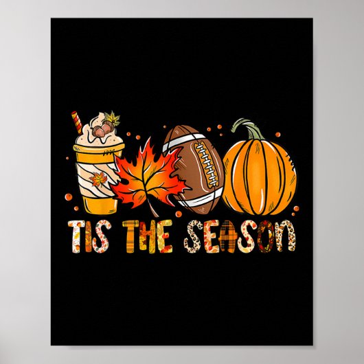 Poster C'Est La Saison Citrouille Leaf Latte Fall Thanksg (Devant)