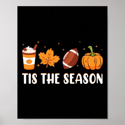 Poster C'Est La Saison Citrouille Leaf Latte Fall Thanksg (Devant)