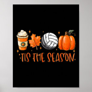 Poster C'Est La Saison Citrouille Leaf Latte Fall Volleyb