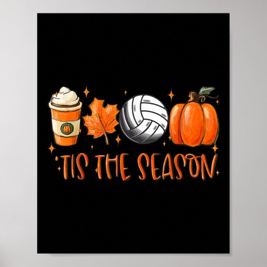 Poster C'Est La Saison Citrouille Leaf Latte Fall Volleyb (Devant)
