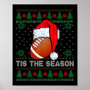 Poster C'est la saison de football drôle de Noël chapeau