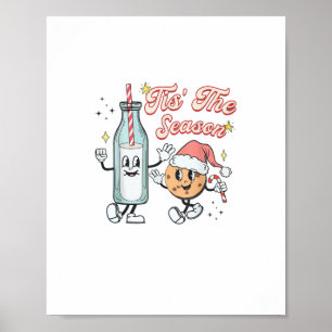 Poster C'est la saison de Noël rétro lait et cookie