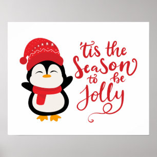 Poster C'Est La Saison D'Être Jolly, Pingouin Noël