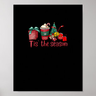 Poster C'Est La Saison Hockey Coffee Noël Père Noël