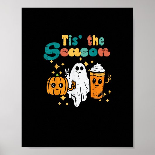 Poster C'est la saison Latte de citrouille Rétro Hallowee (Devant)