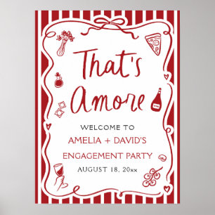 Poster C'est l'Amore Rouge Bienvenue à la soirée de fianç