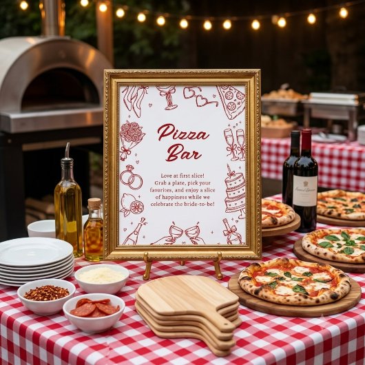 Poster C'est l'Amour Panneau de Bar à Pizza pour une Mari