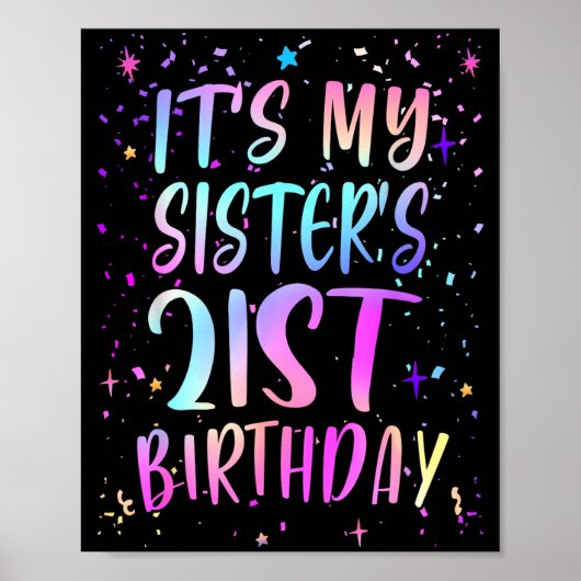 Poster C'est l'anniversaire des 21 ans de ma sœur Coloré  (Devant)