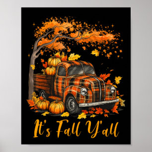 Poster C'est l'automne à tous Camion de citrouille Arbre 