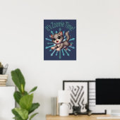 Poster C'est le temps de Zoomie Chat gris et blanc mignon (Bureau à domicile)