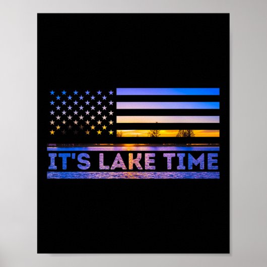 Poster C'est le temps du lac Coucher de soleil Drapeau am (Devant)