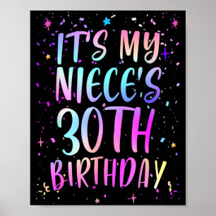 Poster C'est les 30 ans de ma nièce Coloré Joyeux 30 Ans