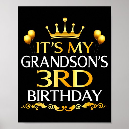 Poster C'est les 3 ans de mon petit-fils Joyeux Anniversa (Devant)