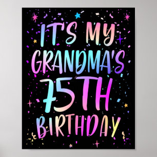 Poster C'est les 75 ans de ma grand-mère Coloré Joyeux 75