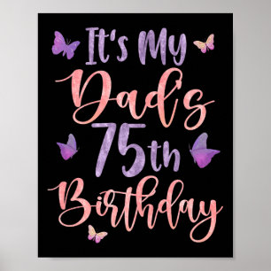 Poster C'est les 75 ans de mon papa Papillon Joyeux 75 an