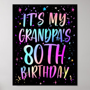Poster C'est les 80 ans de mon grand-père Coloré Joyeux 8