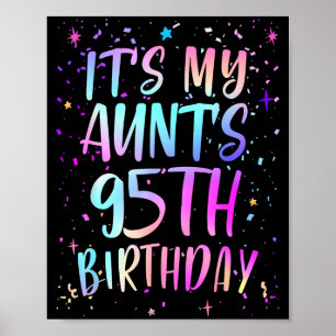 Poster C'est les 95 ans de ma tante Coloré Joyeux 95 Ans