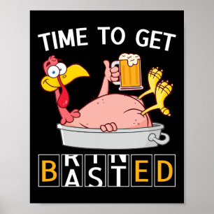 Poster C'est l'heure de devenir drôle Dinde Bière Thanksg