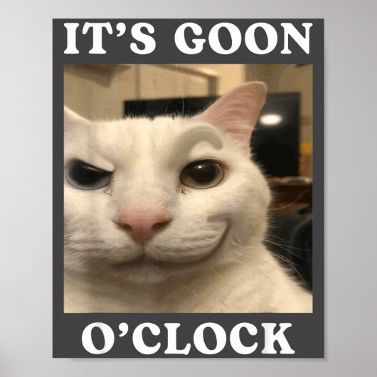 Poster C'est l'heure fou du chat drôle (Devant)