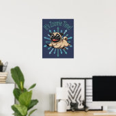 Poster C'est l'heure Zoomie Pug (Bureau à domicile)