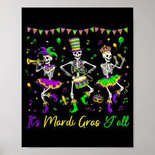 Poster C'est Mardi Gras à vous Squelette drôle Mardi Gras