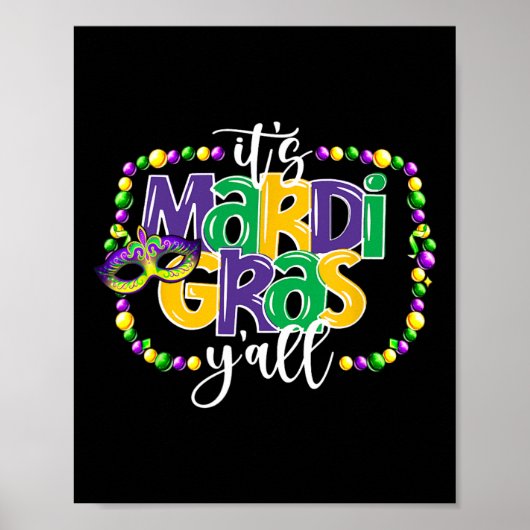 Poster C'est Mardi Gras Yall Funny Ados Garçons Mardi G (Devant)