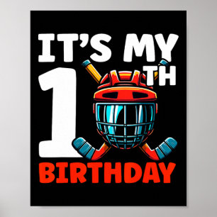 Poster C'est mon 10e anniversaire Joueur de hockey 10 ans