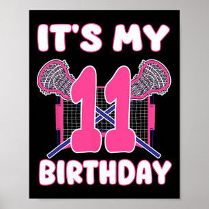 Poster C'est mon 11e anniversaire Lacrosse Theme Party 11