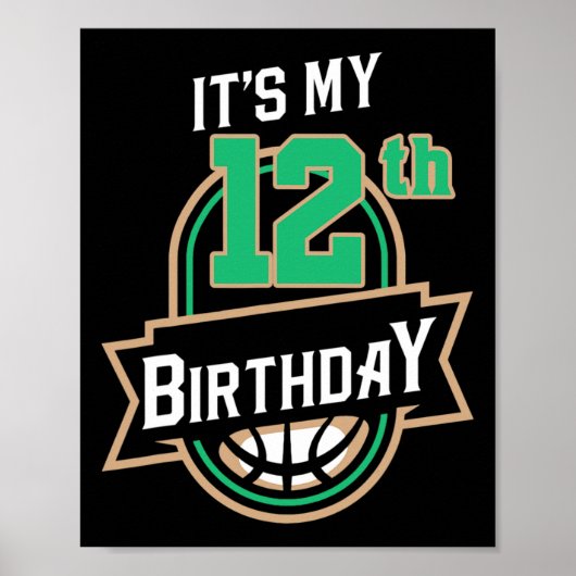 Poster C'est mon 12e anniversaire Bysketbyll Theme (Devant)