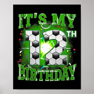 Poster C'est mon 12e anniversaire de football pour garçon