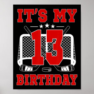 Poster C'est mon 13e anniversaire Thème de hockey sur gla