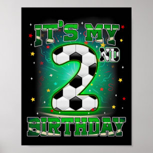 Poster C'est mon 2ème anniversaire garçons football 2 ans