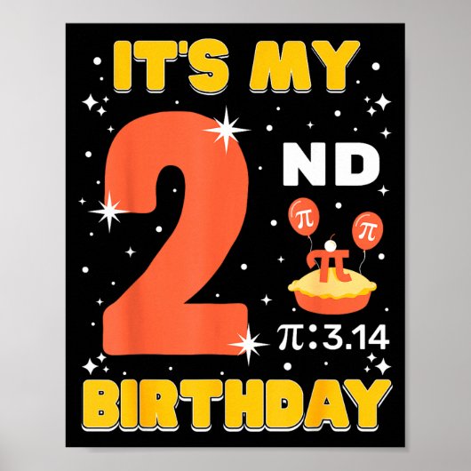 Poster C'est mon 2ème anniversaire Pi Day Math 2 ans Enfa (Devant)