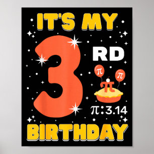 Poster C'est mon 3e anniversaire Pi Day Math 3 ans Enfant